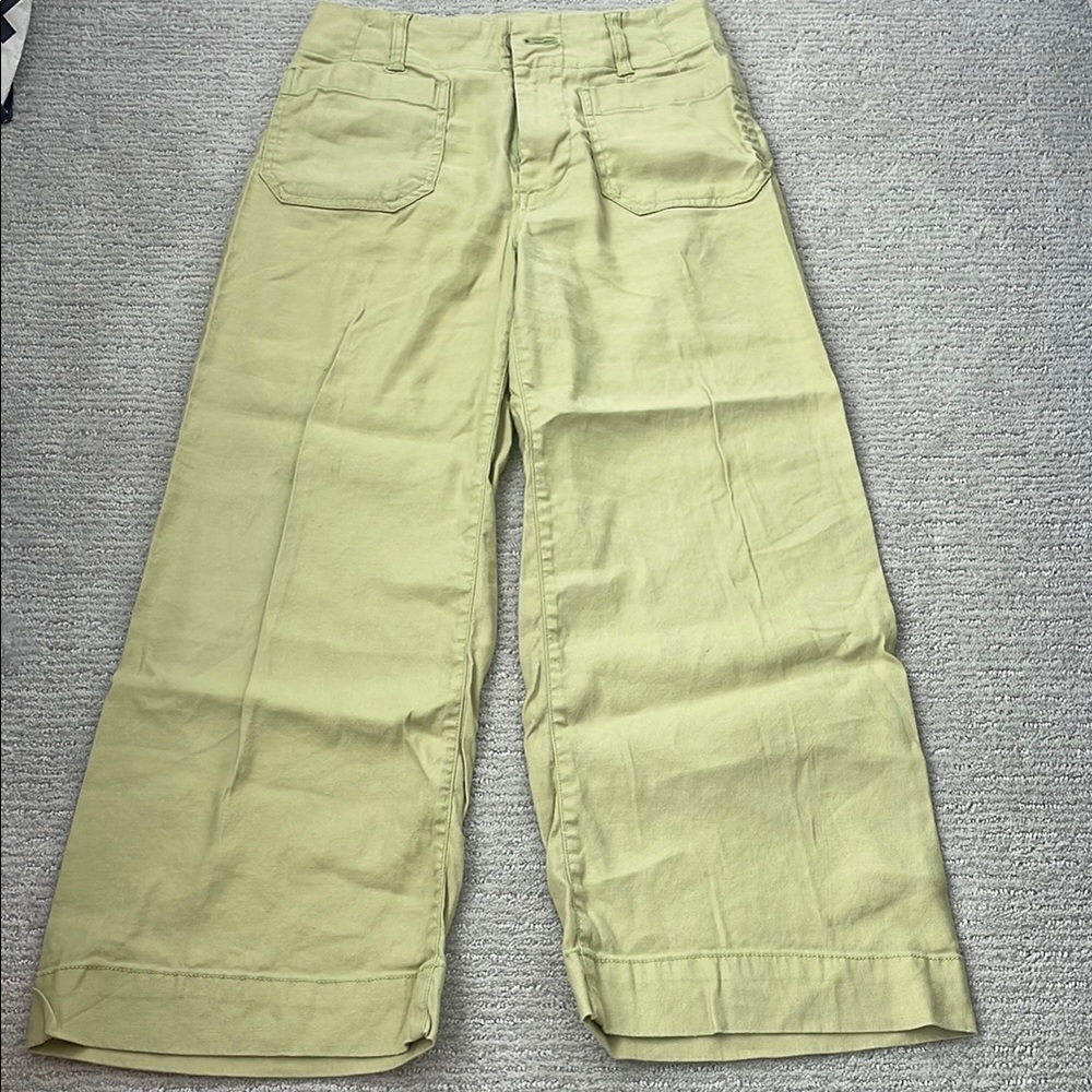 Anthropologie Light Green Wide-Leg Pants